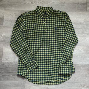 Ralph Lauren Plaid Button Down Shirt 100% Cotton Yellow Blue Mens Large NEW